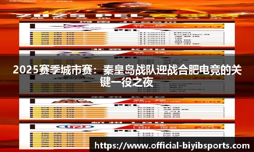 2025赛季城市赛：秦皇岛战队迎战合肥电竞的关键一役之夜